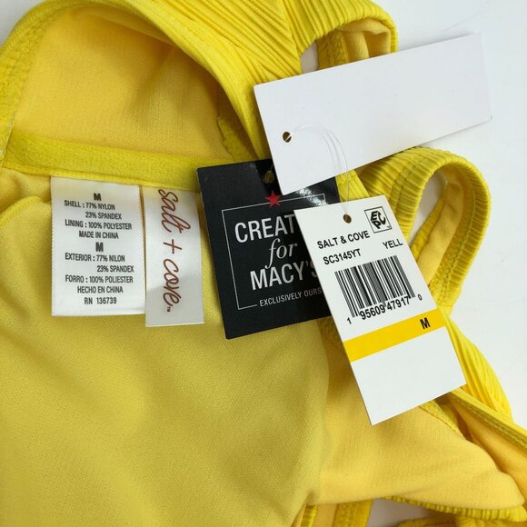Salt & Cove Yellow Ribbed Bralette Bikini Swim Top M - Picture 4 of 5